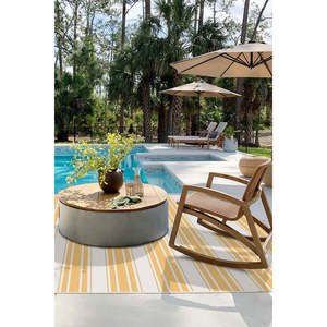 Marina sọc ngoài trời Thảm hiện đại trong nhà-ngoài trời Jacquard Thảm màu vàng không thấm nước tái chế vật liệu nhựa cho khách du lịch - Product Image 6