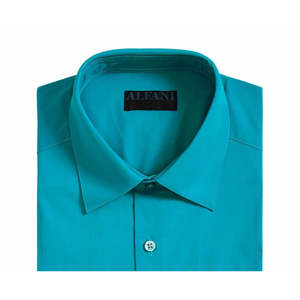 Camicia da Uomo Alfani Performance Stretch in Popeline 100% Cotone, Facile Manutenzione, Blu Tinta Unita, Vestibilità Slim, Anti-Piega, Taglie 15-32-33 - Product Image 2