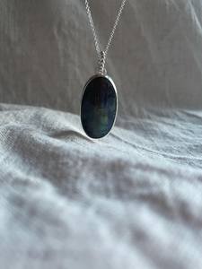 Handcrafted Eco-Friendly Labradorite <b>Necklace</b> with Gold Plated <b>Boho</b> Style Sterling Silver Gemstone Pendant for Engagement Gift - Product Image 2