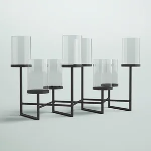 Eternal Glow Ensemble 8 Pilar Portavelas de hierro con tubo de vidrio - Product Image 1