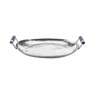 Plateau de service décoratif en fer martelé rond, design moderne, couleur et logo personnalisables, pour la maison, les hôtels et les restaurants - Product Image 4