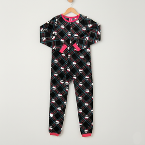 ชุดนอนผ้าห่มนุ่มสบายลายหัวกะโหลกสีดำทั้งตัวสำหรับเด็กผู้หญิง ฤดูหนาว ปี 2025 - Product Image 2