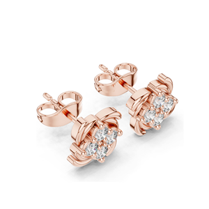 Boucles d'oreilles clous en or 18 carats, 14 carats, 10 carats et argent 925 avec diamants de laboratoire en grappe en spirale de 0,36 carats, clarté VVS-VS EF, rose, jaune, blanc - Product Image 1