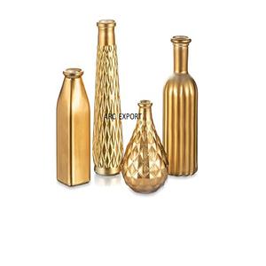 Ensemble de 3 vases décoratifs modernes de style noir et doré, design élégant, design de feuilles, vase fantaisie, prix bas - Product Image 2