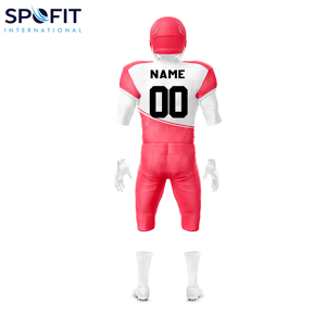 ชุดยูนิฟอร์มอเมริกันฟุตบอลคุณภาพสูงแบบสั่งทำพิเศษ ชุดเสื้อและกางเกงขาสั้น พิมพ์ลายแบบซับลิเมชั่น พร้อมชื่อทีมและหมายเลข  ออกแบบได้ตามต้องการ สำหรับผู้ใหญ่  ชุดสำหรับการแข่งขัน - Product Image 3