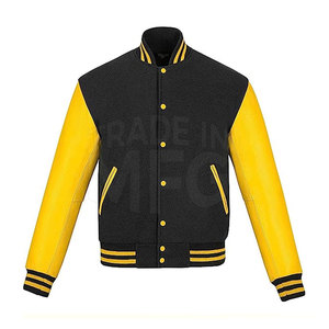 ODM Suministrado High Street Lettermen Jacket Nueva moda con cómodas mangas de cuero Logotipo frontal Precio al por mayor para uso en invierno - Product Image 1