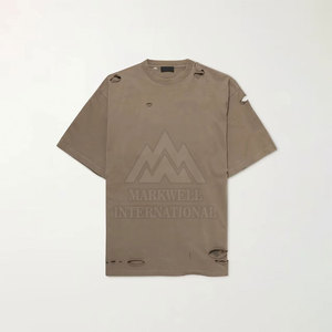 Camisetas de Estilo Único para Hombre, Camisetas Desgastadas de Media Manga con Cuello Redondo, Moda, Gran Venta, 100% Algodón, Ajuste Holgado, Camiseta Estampada Desgastada - Product Image 5