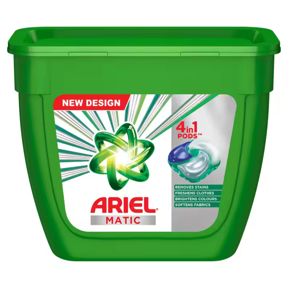 Моющее средство Ariel Matic 4 в 1, упаковка из 32 капсул, специально разработанная для использования в стиральных машинах, удаляет только пятна