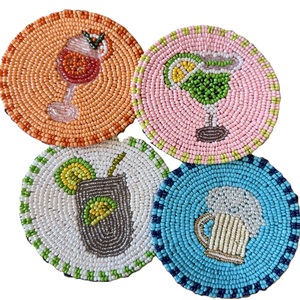 Luxury Handmade Seed Beads <b>Coaster</b> Table Decor Unique <b>Beaded</b> Embroidery <b>Coaster</b> For Dining Table - Product Image 3