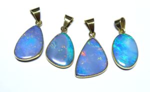 14K Gold Australian Doublet <b>Opal</b> Smooth Cabochon Pendant Loose Gemstone <b>Opal</b> <b>Necklace</b> Pendant in Multi Color for Women's - Product Image 4