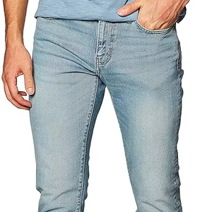 Jeans slim pour hommes 100% coton, taille haute, léger, motif droit, service OEM disponible - Product Image 1