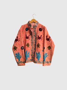 Veste en velours fleuri brodée à manches longues, taille plus, col mandarin, vêtements d'automne pour femmes - Product Image 1