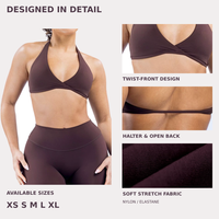 Soutien-gorge de sport/yoga anti-choc à maintien moyen en Spandex/Nylon brossé, ultra-extensible, effet seconde peau, qui sublime le dos