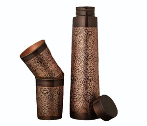 Hot Sale Custom Printed Designer Matte Copper Water <b>Bottle</b> Pure Copper Gym Office Drinkware Eco-Friendly Lid Unique Enamel - Product Image 2