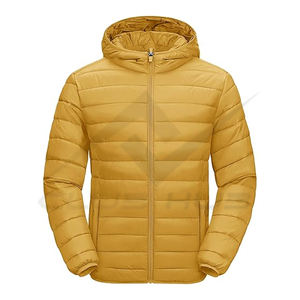 Custom Design outdoor Sports Lightweight <b>Yellow</b> Bubble <b>Jacket</b> with Hood Water Resistant Outerwear Manufacturer In Pakistan - Product Image 1