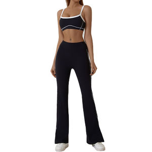 Verano último diseño Atlético alto elástico Fitness desgaste sin costuras Yoga gimnasio 2 piezas conjunto ajustado medias mujeres Yoga conjuntos para niñas - Product Image 5