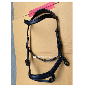NIDA Brida anatómica de cuero de búfalo indio negro sin flash Brida de caballo ecuestre Premium cómoda y duradera - Product Image 6