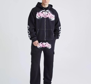 Acid Wash Maternity Custom for Tracksuit Sweatsuit <b>Hoodie</b> and Flare Sweatpants Set Men Casual Streetwear Jogging Outfit - Product Image 6