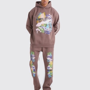 Conjunto Deportivo de Felpa para Hombre, 100% Algodón, de Gran Peso, Personalizado, con Capucha y Pantalones Jogger, para Invierno, Venta Caliente - Product Image 1