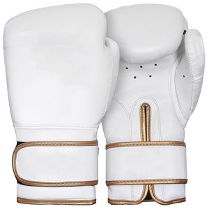 Blanco, dorado Calidad superior Logotipo personalizado PU Guantes de boxeo de entrenamiento de cuero Precio al por mayor Guantes de boxeo profesionales para adultos - Product Image 1