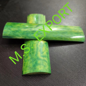 Manche de couteau en os de chameau vert citron fait à la main style amour écologique artisanat naturel avec technique de teinture stabilisée polie! - Product Image 1