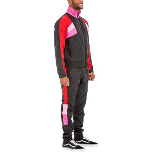 Survêtement coupe-vent en nylon décontracté pour hommes, ensemble de course et de jogging léger avec combinaison de couleurs, ensemble deux pièces pleine longueur - Product Image 2