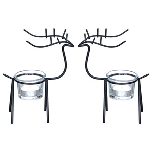 Figurine Tea Light Holder With Glass Votive Metal Christmas Decoration for <b>Parties</b>-Iron Candle Stand with <b>Box</b> Packaging - Product Image 3