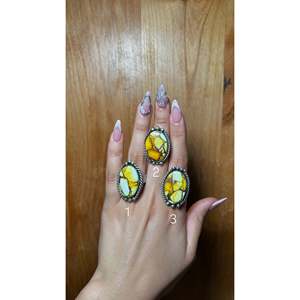 Zachariah David <b>Adjustable</b> <b>Ring</b> Honey Dahlia & Sterling Silver with Natural Stone Bezel Setting for Everyday Wear - Product Image 1