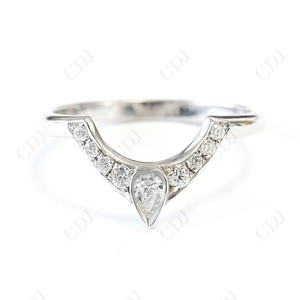 แหวนเพชรโมอิสสำหรับผู้หญิงขนาด14K ลายลูกแพร์ได้รับการรับรองในอินเดีย - Product Image 2