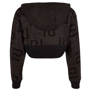 Sudadera con Capucha Corta Personalizada para Mujer, Manga Larga, Estampada, de Forro Polar Transpirable, para Entrenamiento, Estilo Urbano, con Detalle de Pedrería y Logotipo Frontal - Product Image 2