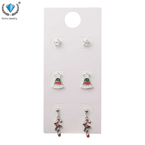 Boucles d'oreilles de Noël à la mode cloutées en alliage de diamants - Product Image 2