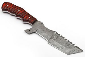 Couteau de chasse artisanal en acier Damas avec manche en bois et étui en cuir, pour la survie en extérieur, personnalisable OEM - Product Image 3