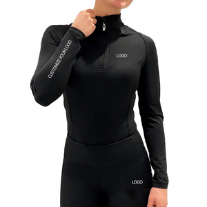 Ropa Ecuestre Elástica en 4 Direcciones de Alta Calidad con Logotipo Personalizado, Camiseta de Manga Larga con Cierre y Malla para Montar a Caballo - Product Image 1