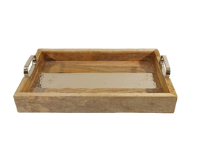 Plateau de service fini naturel avec poignée en métal Cadeau du Ramadan Plateau de service pour dattes Noix Servir Utilisation dans l'hôtel à la maison - Product Image 5