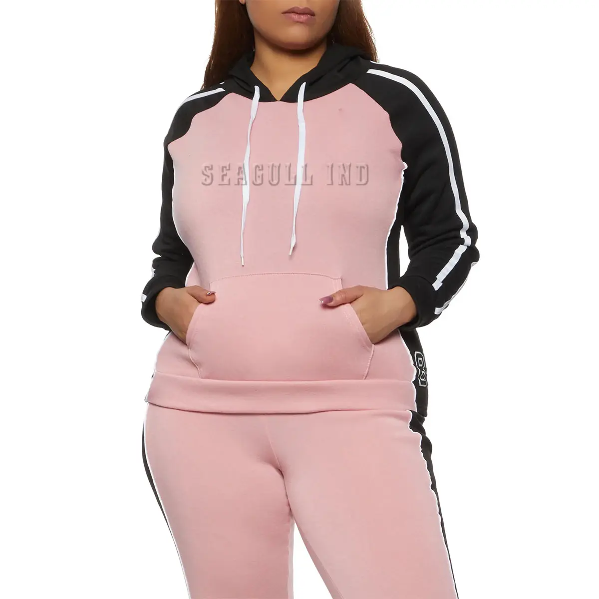 Chất Lượng Cao Bông Áo Bộ Tùy Chỉnh Thêu Logo Phụ Nữ Sweatsuit Chạy Bộ Phù Hợp Với Cô Gái Trống Jogger Tracksuit Bộ