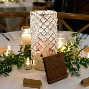Beaded Pillar Votive Candle Holder <b>Set</b> High Quality Crystal <b>Square</b> Candle Pillar Holder for Wedding Decorations Best Seller - Product Image 4