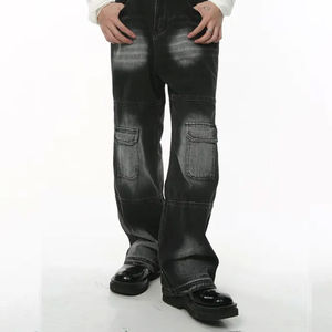 Men's Jeans Top Quality Custom Printing Logo Denim Pants Baggy Streetwear Jeans <b>Stacked</b> Long Straight Pants - Product Image 2