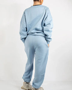 Nueva llegada de invierno conjuntos de chándal para mujer 100% algodón polar transpirable logotipo personalizado impresión sólido chándal Streetwear - Product Image 3