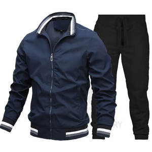 Traje de jogging Logotipo personalizado 100% Poliéster Cremallera completa Ropa deportiva informal Gimnasio Trajes de sudor Chándal para hombres. - Product Image 1