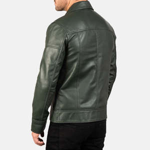 Chaqueta de cuero de alta calidad para hombre con logotipo personalizado Chaqueta de cuero de manga larga con cuello vuelto para hombre - Product Image 4