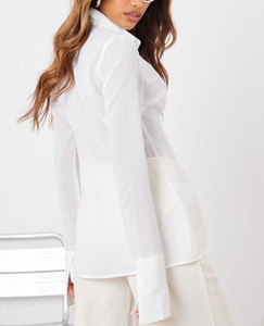 Camisa Casual de Manga Larga de Alta Calidad para Mujer, Blusa Elegante para Mujer, Blanca, de Punto, con Botones, Corte Regular - Product Image 3