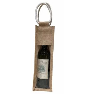 Bolsa de Regalo para Vino de Yute con Ventana Transparente, Bolsa Reutilizable para Botellas, Porta Vino Ecológico con Logotipo Personalizado - Product Image 1