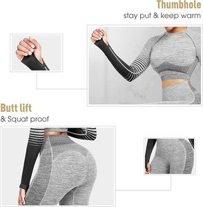 Conjunto de yoga naranja para mujer, elegante Sujetador deportivo sin costuras con mallas a juego, ropa deportiva para gimnasio, ropa de entrenamiento - Product Image 4