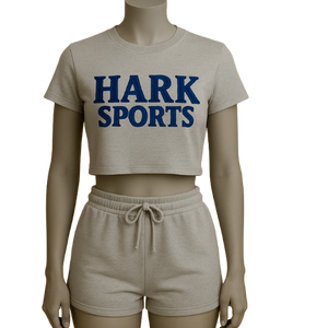 Lettres de broderie personnalisées pour femmes Gym Crop Shorts Top Tendance 100% Coton Éponge Col Rond Au-dessus Du Genou Longueur OEM Disponible - Product Image 4