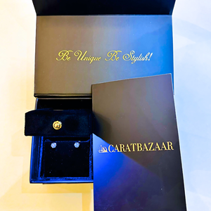 Certified 18K Gold Stud <b>Earrings</b> with Lab Grown Cushion Cut Diamond Solitaire for Engagement - Product Image 2