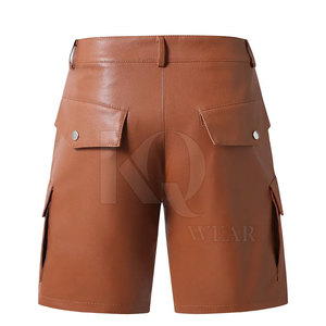 Wholesale <b>Men</b> Solid Casual <b>Leather</b> <b>Shorts</b> Trendy Slim Fit Eco-Friendly OEM Service Street Fashion Bottom Made in Pakistan - Product Image 2