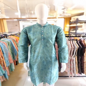 Seda suave pura étnica elegante con tres trabajos e impresión digital Hombre Kurta Fabricante DE LA India al precio más bajo - Product Image 1