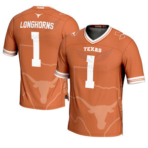 2025 mejor calidad Universidad de Texas Longhorns #1 Texas hecho a medida transpirable naranja icono estampado fútbol moda Jersey - Product Image 1