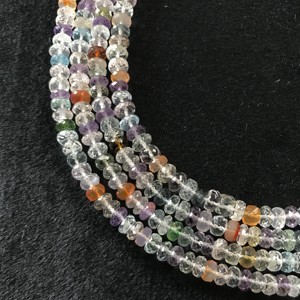 Perles Rondelles Multicolores Facettées 100% Naturelles Certifiées IGI Grade AA 6-8mm, Pierres Précieuses Vivaaz Multicolores Multifeu pour Bijoux - Product Image 2