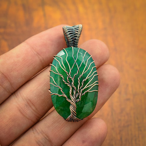 Impressionnant pendentif en quartz émeraude fait à la main 250To30mm Coper ovale forme lunette ensemble pour ensemble de bijoux de mode pour cadeau de joyeux anniversaire - Product Image 6